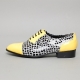 Mens synthetic leather glitter Yellow & dot black Lace up Shoes