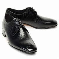 Mens black real Cow Leather Lace Up crocodile skin style dress shoes
